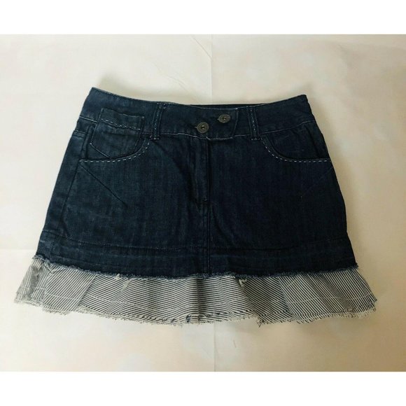 Tres Chic Dresses & Skirts - Tres Chic Ruffle Distressed Jean Ultra Mini Skirt